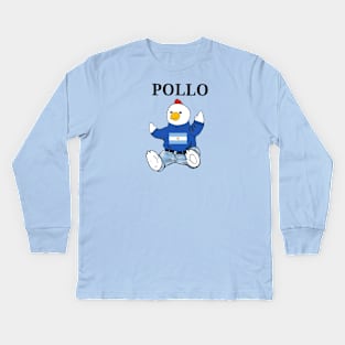 Pollo bear Flag of Argentina Kids Long Sleeve T-Shirt